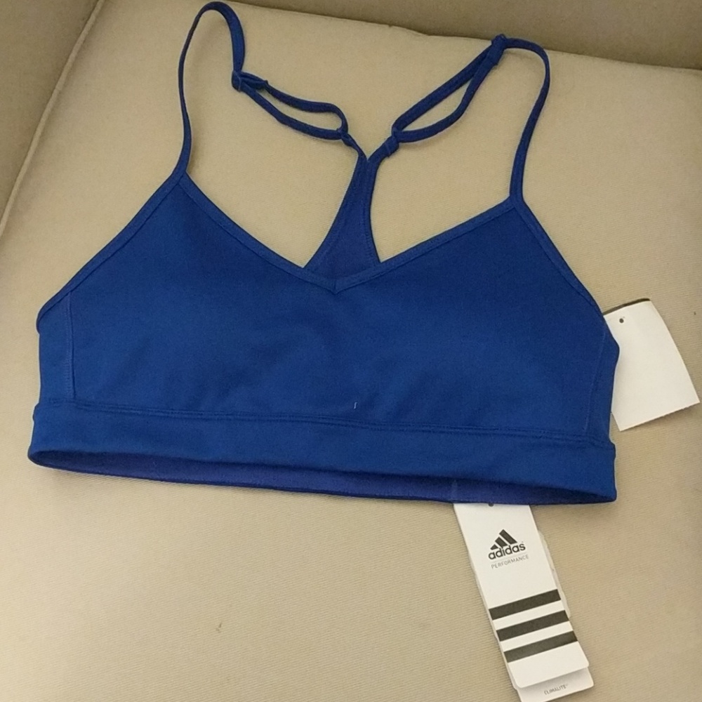 NWT Adidas Blue Strappy Climalite Sports Bra